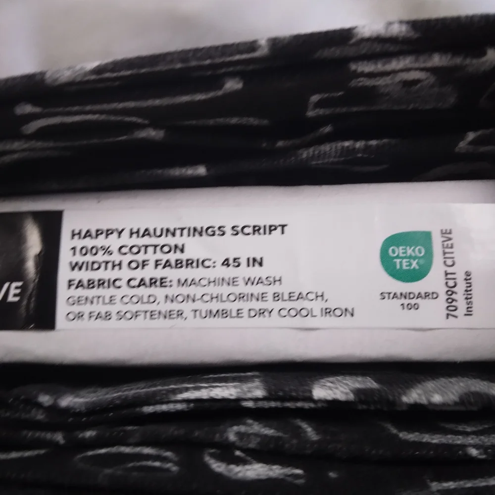 FABRIC Cotton Canvas Happy Hauntings Script, 100% Cotton 4 Yards